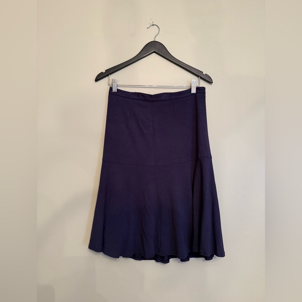 Olsen Europe Navy Blue Paneled A-Line Skirt